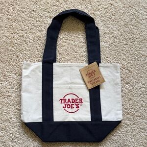 NWT Trader Joe’s Canvas Mini Tote Bag Navy Blue